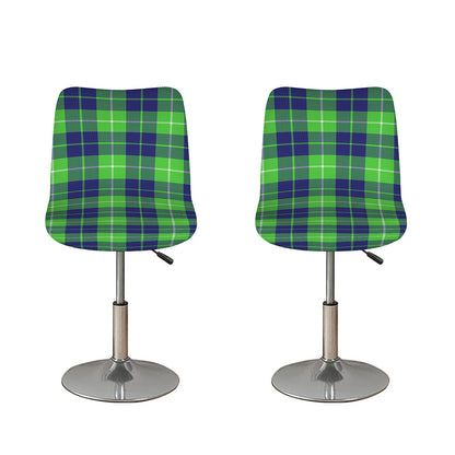 Green Blue And White Tartan Print Bar Stool Covers