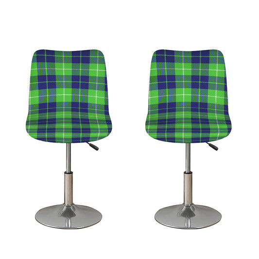 Green Blue And White Tartan Print Bar Stool Covers