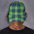 Green Blue And White Tartan Print Baseball Cap