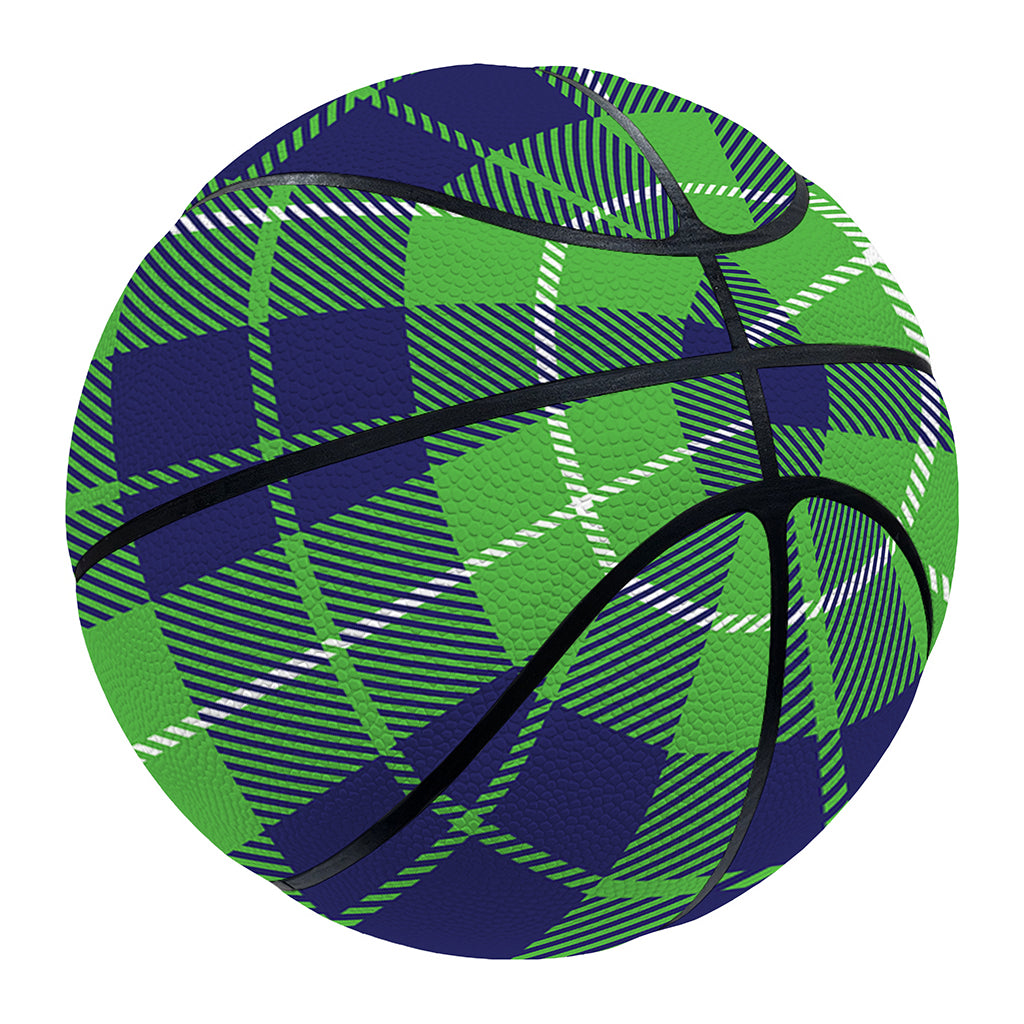 Green Blue And White Tartan Print Basketball