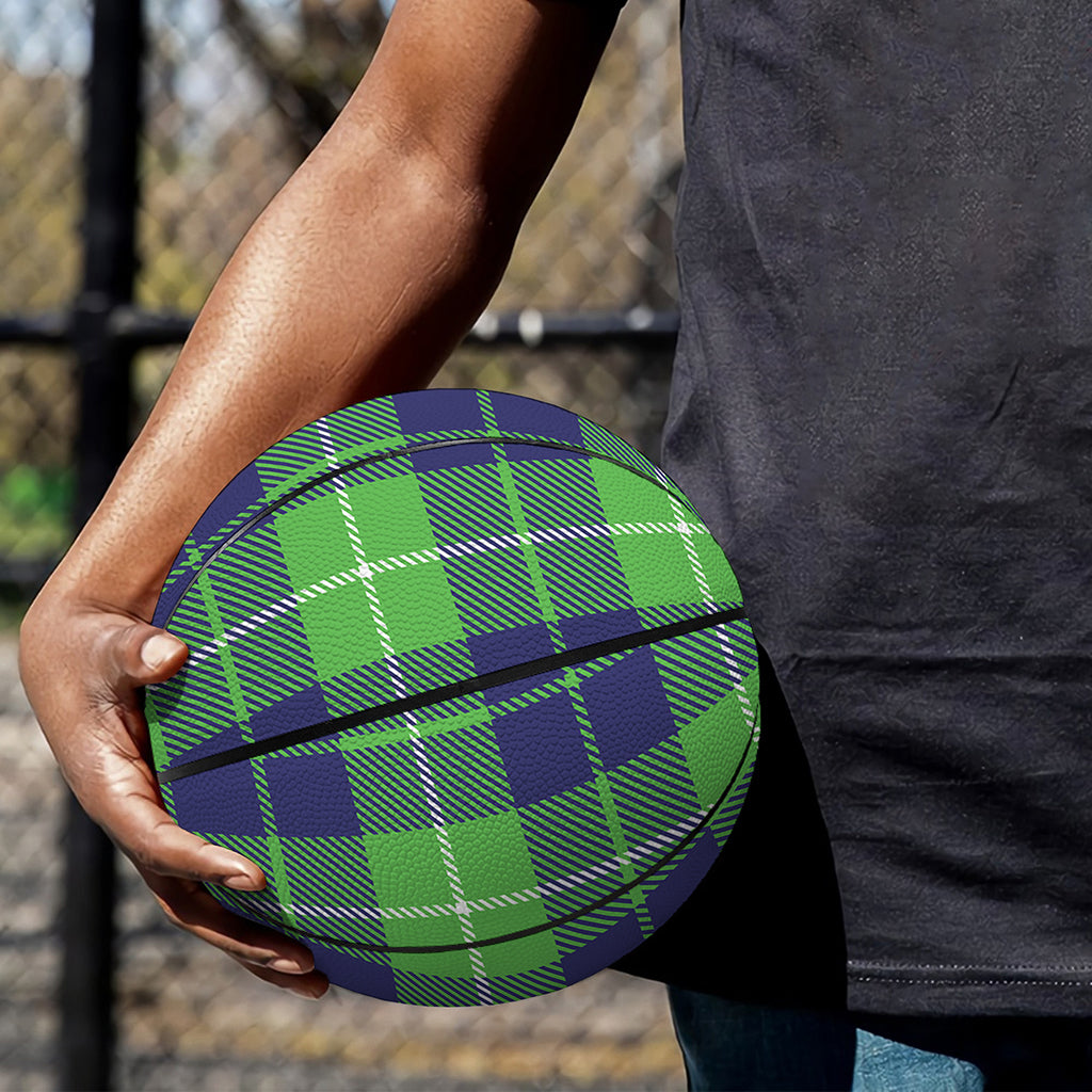 Green Blue And White Tartan Print Basketball