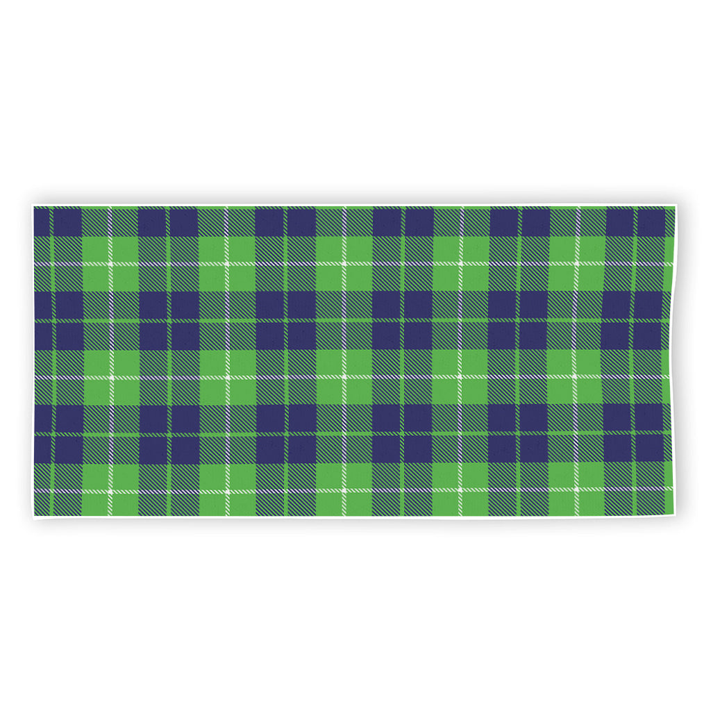 Green Blue And White Tartan Print Beach Towel