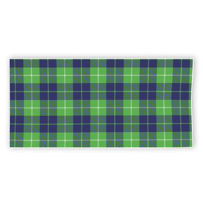 Green Blue And White Tartan Print Beach Towel