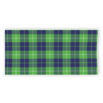 Green Blue And White Tartan Print Beach Towel