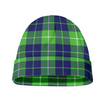 Green Blue And White Tartan Print Beanie