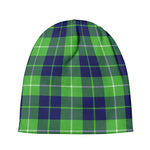 Green Blue And White Tartan Print Beanie