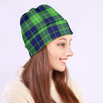 Green Blue And White Tartan Print Beanie