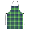 Green Blue And White Tartan Print Bib Apron With Pocket