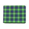 Green Blue And White Tartan Print Bifold Wallet