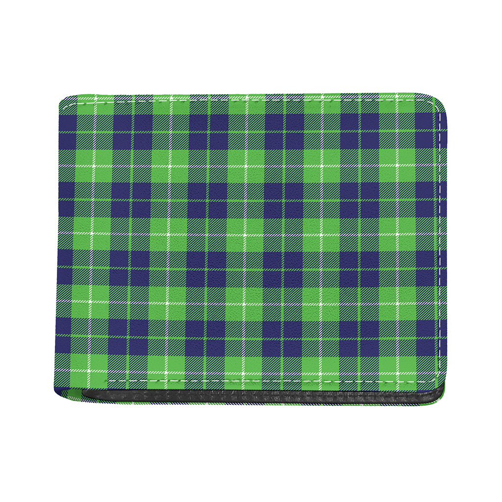 Green Blue And White Tartan Print Bifold Wallet