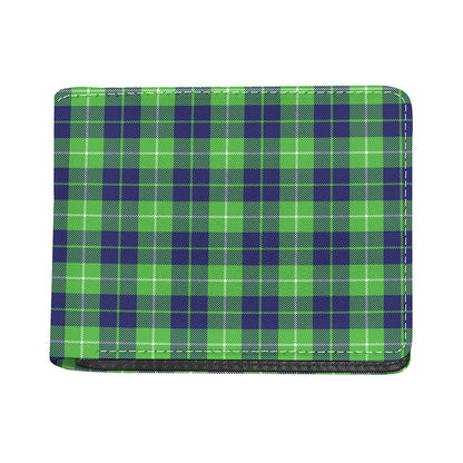 Green Blue And White Tartan Print Bifold Wallet