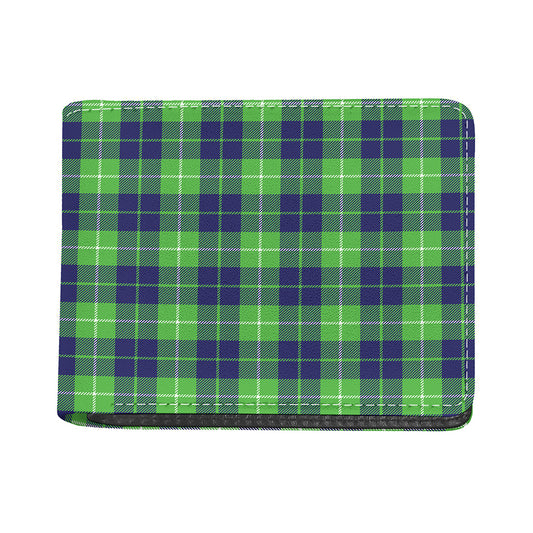 Green Blue And White Tartan Print Bifold Wallet