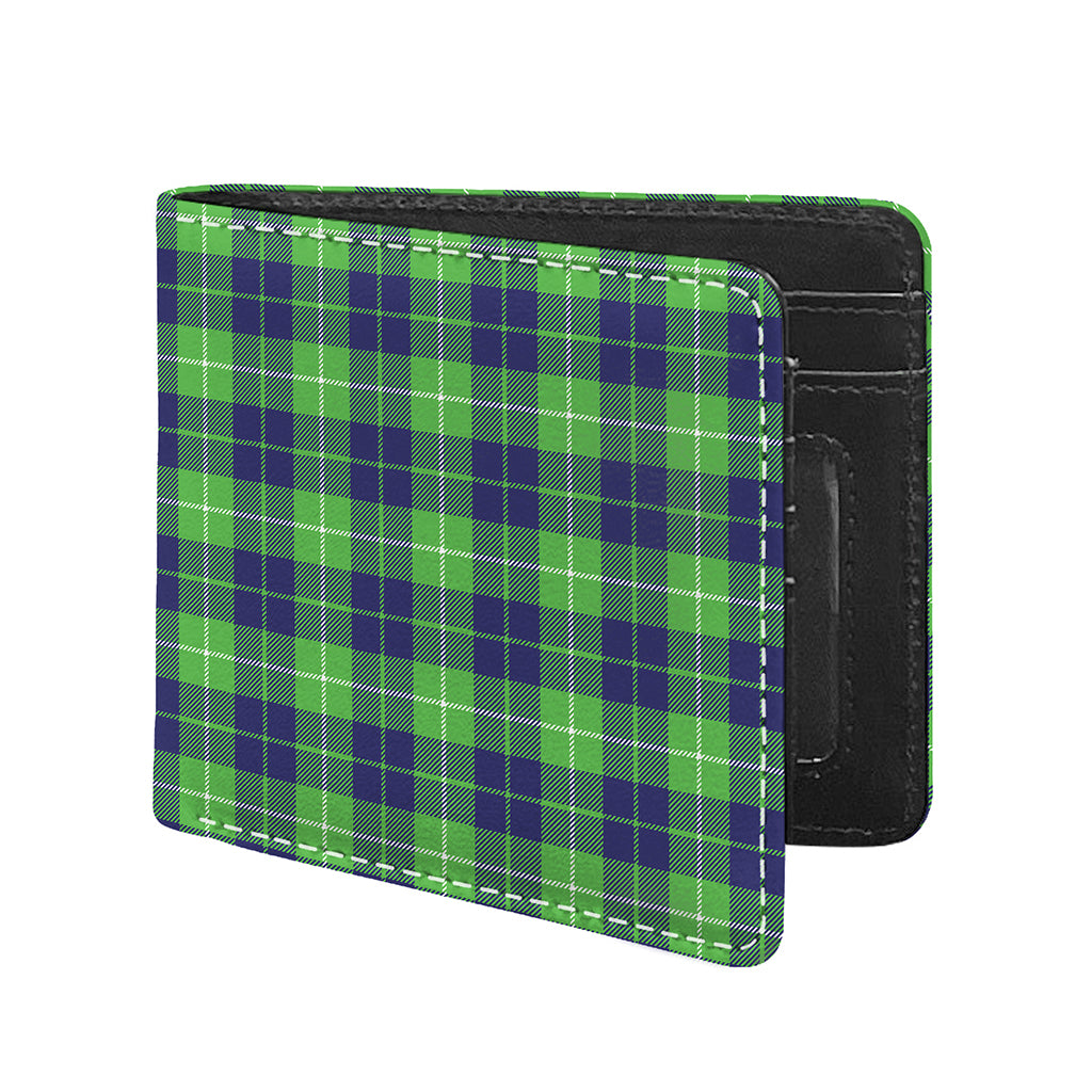 Green Blue And White Tartan Print Bifold Wallet