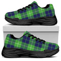 Green Blue And White Tartan Print Black Chunky Shoes