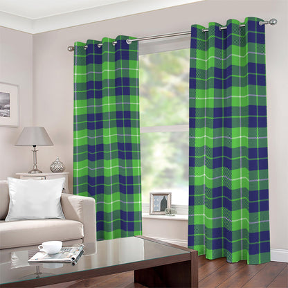 Green Blue And White Tartan Print Blackout Grommet Curtains