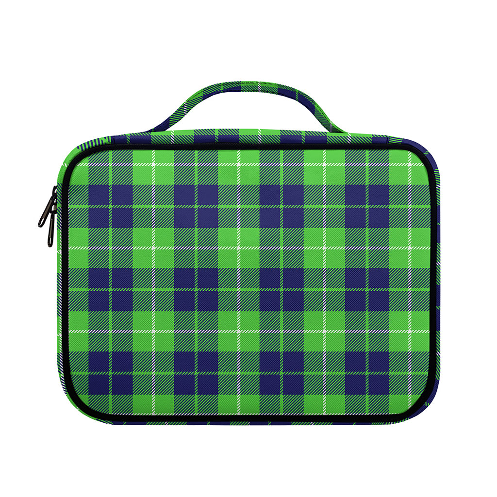 Green Blue And White Tartan Print Briefcase Bible Bag
