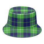 Green Blue And White Tartan Print Bucket Hat