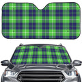 Green Blue And White Tartan Print Car Windshield Sun Shade