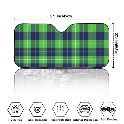 Green Blue And White Tartan Print Car Windshield Sun Shade