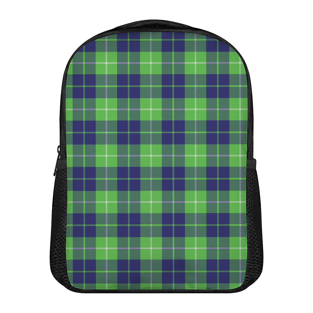Green Blue And White Tartan Print Casual Backpack
