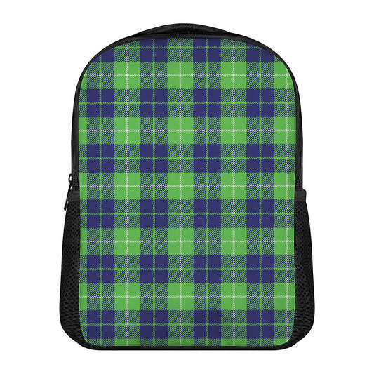 Green Blue And White Tartan Print Casual Backpack
