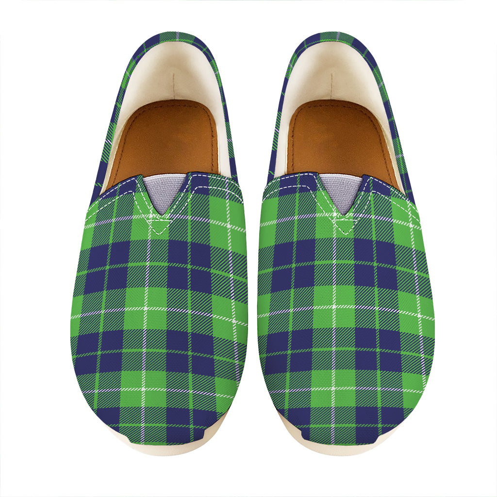 Green Blue And White Tartan Print Casual Shoes