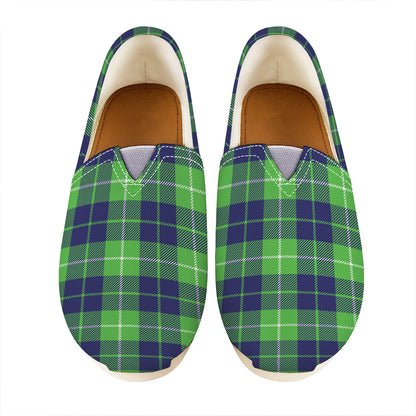 Green Blue And White Tartan Print Casual Shoes