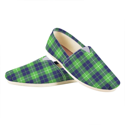 Green Blue And White Tartan Print Casual Shoes