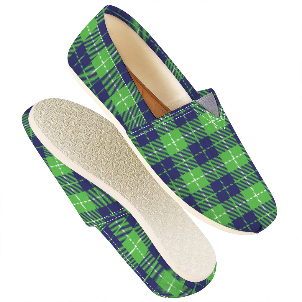 Green Blue And White Tartan Print Casual Shoes