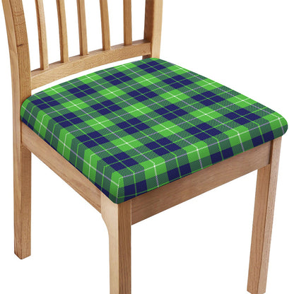 Green Blue And White Tartan Print Chair Cushion Cover