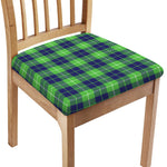 Green Blue And White Tartan Print Chair Cushion Cover