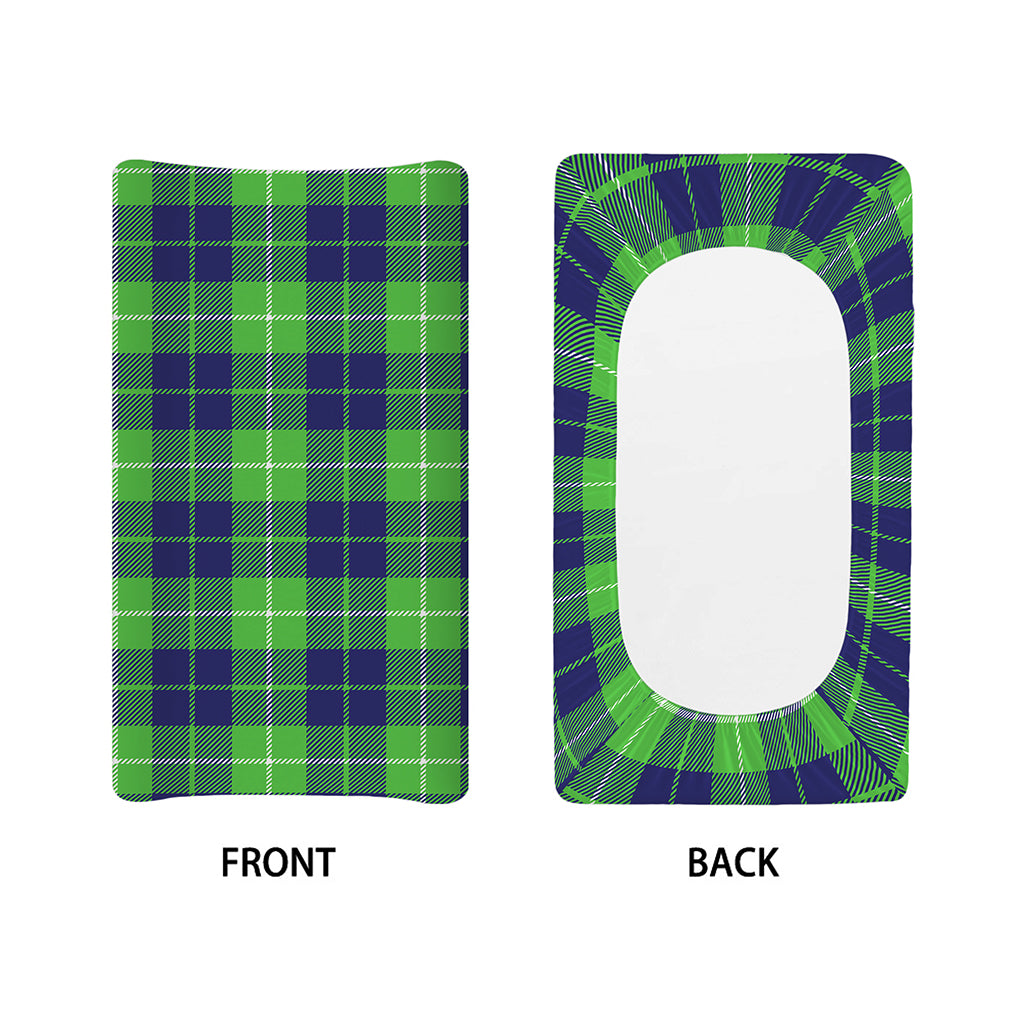 Green Blue And White Tartan Print Changing Pad Cover
