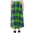 Green Blue And White Tartan Print Chiffon Maxi Skirt