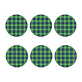 Green Blue And White Tartan Print Coaster Set