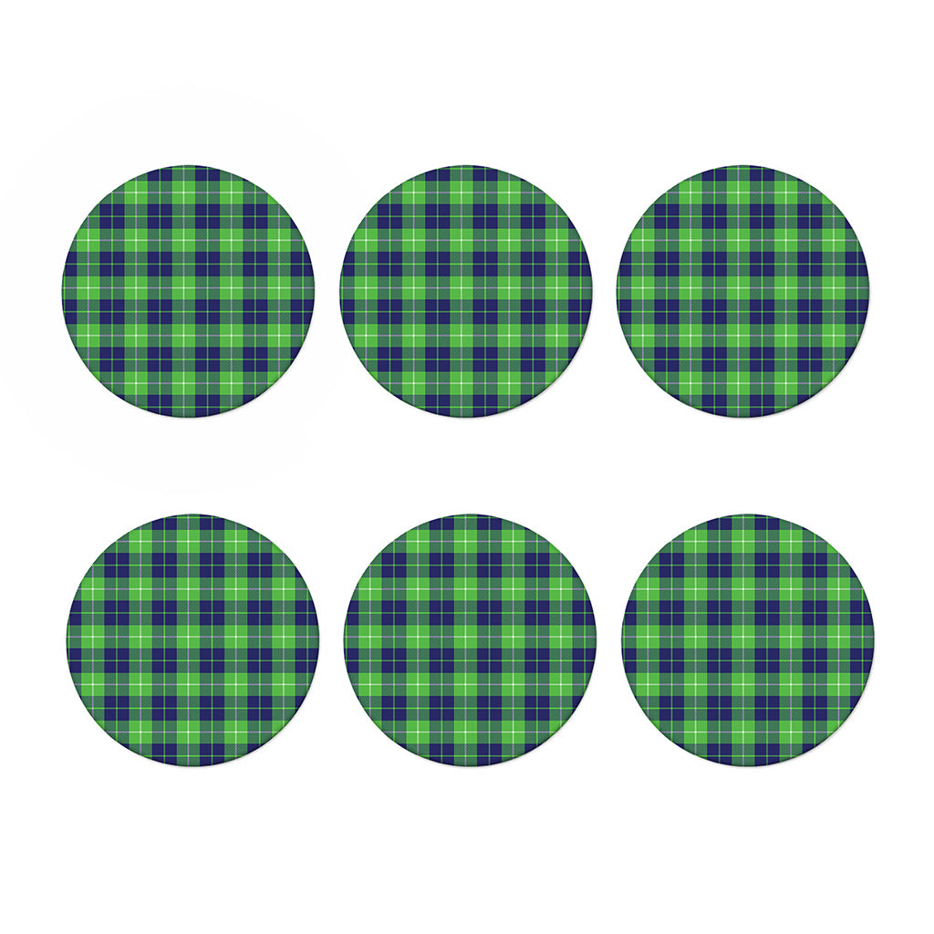 Green Blue And White Tartan Print Coaster Set