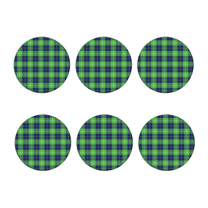 Green Blue And White Tartan Print Coaster Set