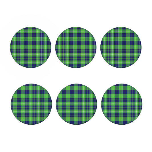 Green Blue And White Tartan Print Coaster Set