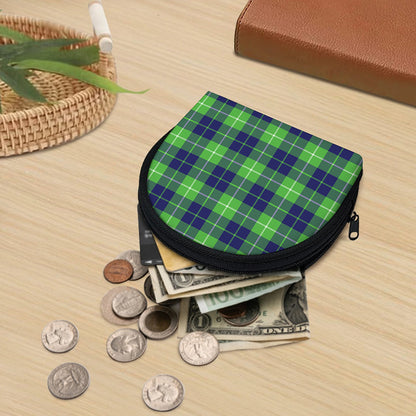 Green Blue And White Tartan Print Coin Purse