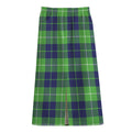 Green Blue And White Tartan Print Cotton Front Slit Maxi Skirt