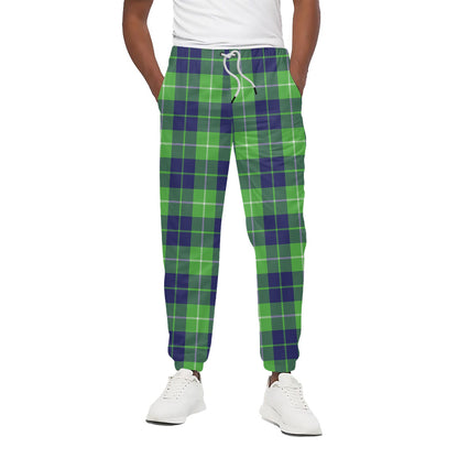 Green Blue And White Tartan Print Cotton Pants