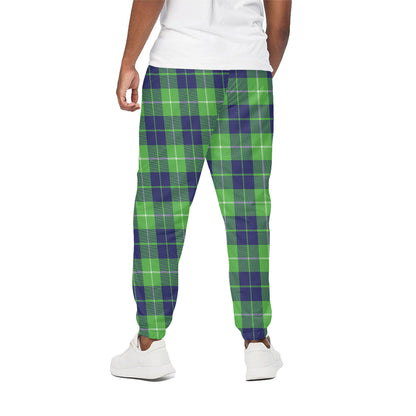 Green Blue And White Tartan Print Cotton Pants