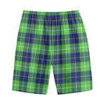 Green Blue And White Tartan Print Cotton Shorts