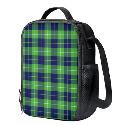 Green Blue And White Tartan Print Crossbody Lunch Bag