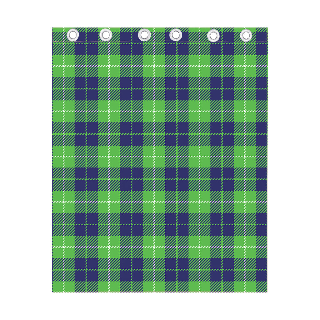 Green Blue And White Tartan Print Curtain