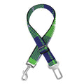 Green Blue And White Tartan Print Dog Seat Belt