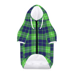 Green Blue And White Tartan Print Dog Zip Up Hoodie