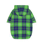 Green Blue And White Tartan Print Dog Zip Up Hoodie