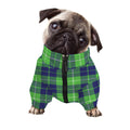 Green Blue And White Tartan Print Dog Zip Up Jacket