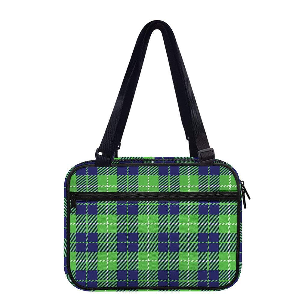 Green Blue And White Tartan Print Double Strap Bible Bag
