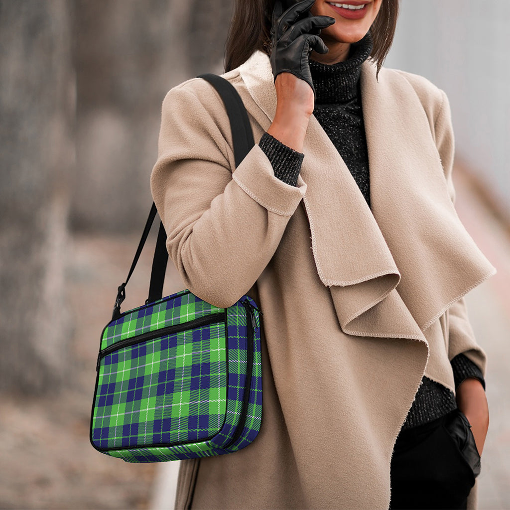 Green Blue And White Tartan Print Double Strap Bible Bag